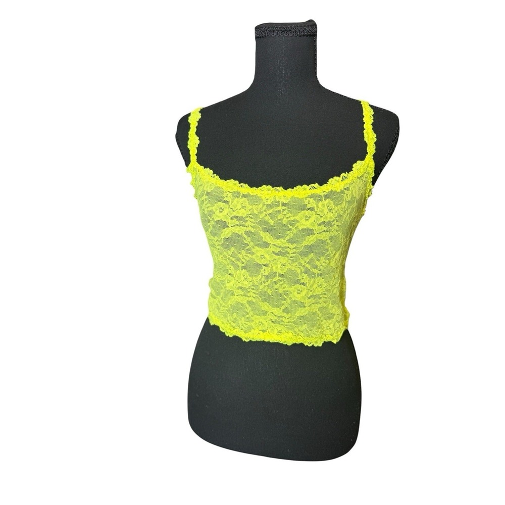 SKIMS Stretch Lace Cami Women L Neon Orange NWT Limited Edition Floral Crop